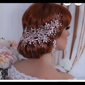 Rose Gold headpiece and earrings